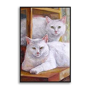 Framed Canvas Home Artwork Decoration Cute Cat Canvas Wall Art for Living Room, Bedroom - 16x24 inches