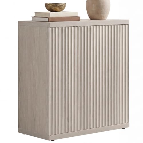 SICOTAS - Buffet Cabinet with Storage Sideboard, Modern Credenza with Doors and Shelves, Fluted Media Console Mid-Century Coffee Table, for Living Room, Kitchen, Dining Room