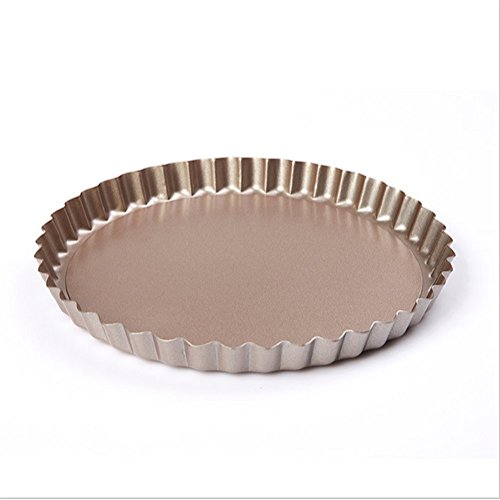 Gold Round Non Stick Baking Pan for Pie,Pizza with Drop Bottom Wave