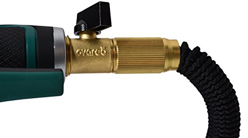 OVAREO Garden Hose 50 Feet + Heavy Duty Spray Nozzle with 8 Functions Flexible and Expandable Water Hose with Triple Latex Core 3/4 Solid Brass Fittings Strong Material to Insure No Leak Kink Free