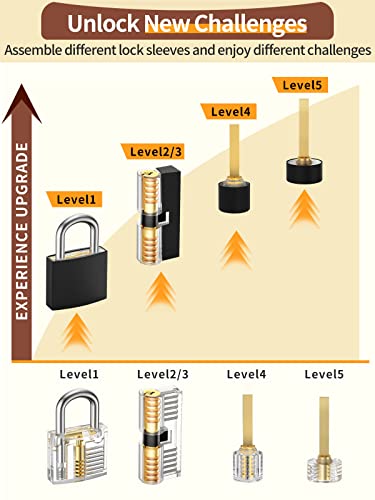 30+4 Piece Eventronic 30 Piece Lock Picking Kit, Training Tools with 4 Transparent Lock Padlocks, for Beginner and Pro Locksmiths