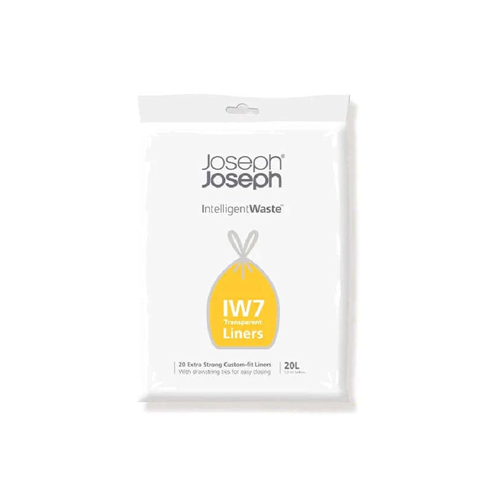 Joseph Joseph IW7 Transparent Bin Liners, Ideal for Recycling- Pack of 20, Clear, 20 Litres- Designed for Totem Compact