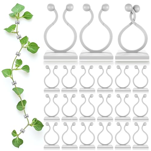 Photo 1 of 100Pcs Clear Plant Clips for Climbing Plants Indoor - White & Flexible Climbing Plant Wall Clips for Vines Organize - Universal Size Vine Clip Set with Sticky Mount, Easy Installation & Strong Grip