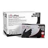 AMMEX GlovePlus Industrial Black Nitrile Gloves, Case of 1000, 5 mil, Size Large, Latex Free, Powder Free, Textured, Disposable, GPNB46100