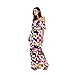 LiMiCao Women Flowers Off Shoulder Ruffle Maxi Sexy Evening Dress