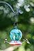 Grateful Gnome Hummingbird Feeder for Outdoors Hand Blown Glass Green Globe Wild Flower - 24 Fluid Ounces