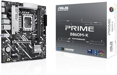 Prime B860M-K, Placa Base Intel mATX, 6+1+1+1 etapas de alimentación DrMOS, DDR5, PCIe 4.0, 2 Ranuras M.2, Realtek 2.5Gb Ethernet, DisplayPort, HDMI,USB 10Gbps, USB Tipo-C 5Gbps Frontal