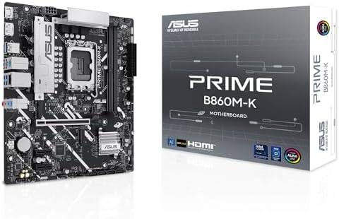 Prime B860M-K, Placa Base Intel mATX, 6+1+1+1 etapas de alimentación DrMOS, DDR5, PCIe 4.0, 2 Ranuras M.2, Realtek 2.5Gb Ethernet, DisplayPort, HDMI,USB 10Gbps, USB Tipo-C 5Gbps Frontal