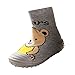 Fire Frog Infant Baby Cartoon Patterned Soft Rubber Bottom Anti-Slip Floor Socks Boots (9-12 Months, Short Bear Grey)
