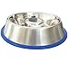 Mr. Peanut's Stainless Steel Interactive Slow Feed Dog Bowl with a Blue Silicone Base, Fun Healthy Bloat Stop Feeder (Medium)