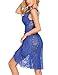 Avidlove Women V-Neck Blue Lingerie Eyelash Lace Babydoll Mesh Chemise Nightwear Outfits M