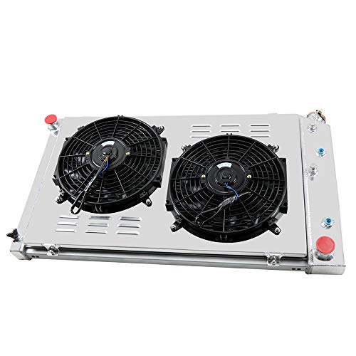 OzCoolingParts 3 Row Core Aluminum Radiator + 2 x 12" Fan w/Shroud Kit for 1960-1990 68 69 70 84 85 88 89 Chevy Chevelle El Camino Truck Buick Cadillac Oldsmobile Pontiac and More Models (WH161DZFSX)