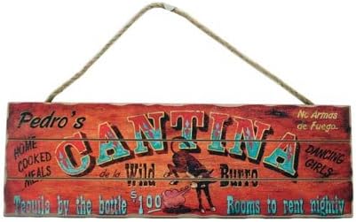 Large Western Cantina Wild Burro Wood Wall Sign Plaque, Rope Hanger, 24-inch