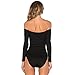 May&Maya Women's Long Sleeve Shoulderless Leotard (L, Black)