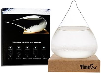 Time Cat Creative Stylish Storm Glass weather predictor bottles Forecast bottles Barometer weather glass -DIY Carving commemorative edition Decorative Bottles Crafts (Cone)