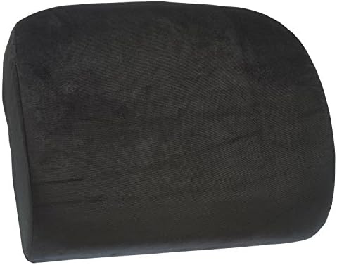 Ergonomically Designed Contoured Lower Back Memory Foam Lumbar Cushion with Ribbed Rolls in Middle and Back Strap to Properly Align Vertebra Provides Healthy Back Support, Black (16x14x4.5)