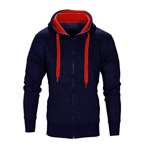 SSYUNO Men Stretchy Trousers Hooded Coat Jacket Pants Jogging Fleece Warm Sports Tracksuit Top & Bottoms Set