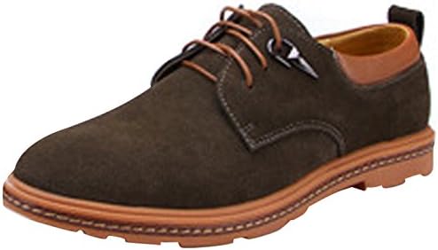 Runday Men's Round Toe Lace Up Casual Breathable Leather Fashion Oxfords(11 D(M)US,khaki) (11 D(M) US, Khaki)