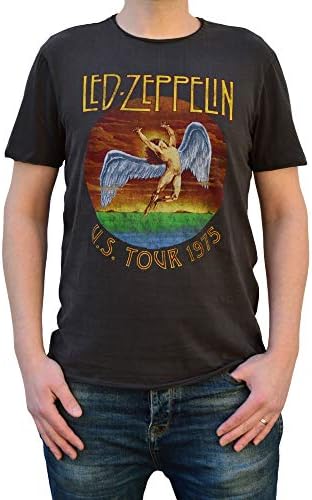 Led Zeppelin 'US Tour 1975' (Charcoal) T-Shirt - Amplified Clothing