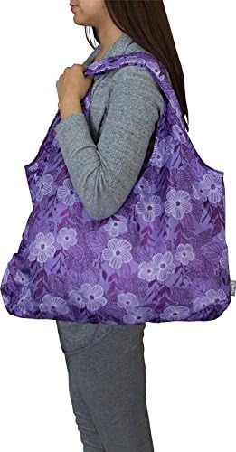 New Purple Bliss Vita Reusable Large Shoulder Grocery Tote Bag with Ice Packs Combo