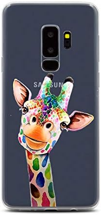 LEMONCOVER Phone Case Compatible with Galaxy S9 Case,Lovely Animal Colorful Pattern Soft Silicone Protective Shockproof Clear Cute Art Design Funny Bumper Back Cover for Galaxy S9, Giraffe