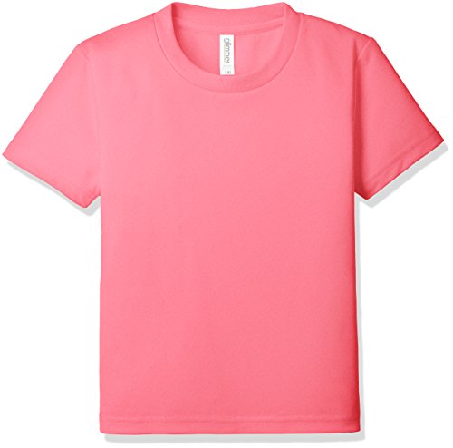 [グリマー] 半袖 4.4oz ドライTシャツ (クルーネック) 00300-ACT_K キッズ 蛍光ピンク 140cm (日本サイズ140相当)