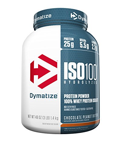 Dymatize ISO 100 Whey Protein Powder with 25g of Hydrolyzed 100% Whey Isolate, Gluten Free, Fast Digesting, Chocolate Peanut Butter, 3 Pound