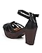 Qupid Women Leatherette Round Toe Platform Chunky Heel Fisherman Sandal DJ31 - Black Leatherette