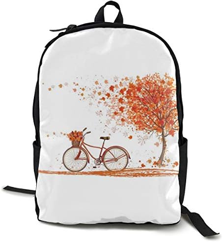 XTGOO Maple and Bicycle Print Canvas Backpacks Classic Casual Backpack Adjustable Daypack School College Laptop Bookbag for Women and Men