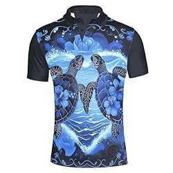 HUGS IDEA Blue Sea Turtle Floral Print Men's