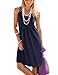 Traleubie Women's Casual Summer Tank Sleeveless Knee Length Vest Pleated Sun Dresses Navy Blue M