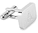 18K White-Gold Plated Initial Engraved Stainless Steel Men’s Cufflinks With Gift Box -Personalized Alphabet Letter’s A-Z By Lux & Pair