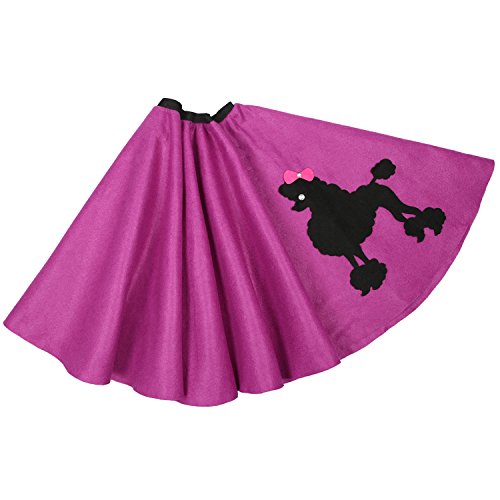 50s Girls Costume Accessory Set - Poodle Skirt, Chiffon Scarf, Cat Eye Glasses,Bobby Socks,Purple - Thumbnail 2