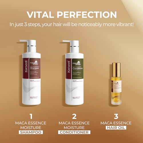 Karseell Collagen Hair Treatment Hair Care Set, Hair Oil Shampoo and Conditioner Set for Dry Damaged Hair All Hair Types 2 x 16.9fl.oz + 1.69fl.oz