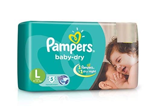 Pampers Baby Dry Diapers, Large, 5 Count