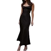 Satin Spaghetti Strap Backless Ruched Twist Cocktail Dresses for Women Silk Open Back Cut Out Midi Dress Wedding Guest