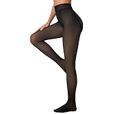 BOSSUN Womens Fleece-Lined Fake Translucent Tights High Waisted Tummy Control Soft Thick Warm Thermal Winter Tights for Women