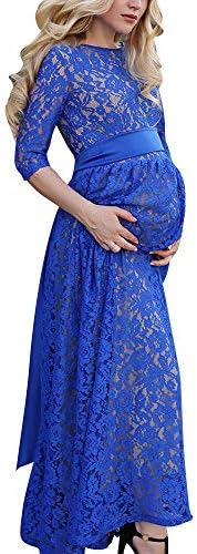 Lace Maternity Gown Photo Shoot,Photography Props,Baby Shower-Long Sleeve Dress