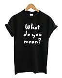 Mars NY Women's What do you mean Justin Bieber Tshirt (Medium, Black)