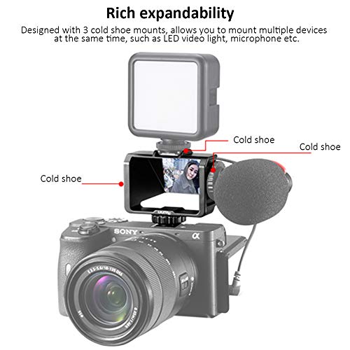 Camera Vlog Selfie Flip Screen, Cold Shoe Mic Light Mount Adapter for Sony A7RIV A7RIII A7RII