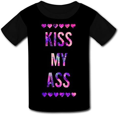 Crew Neck 100% Polyester Fiber Soft Short Sleeve Top Tee Shirt For Unisex Kid,Print Kiss My Ass Xl
