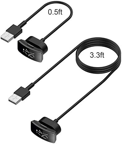 SplenSun Compatible Fitbit Inspire & Fitbit Inspire HR & Fitbit Ace 2 Kids Monitor Replacement Accessory USB Charger Cable Cords,Black,Fast Charge,2 Pieces for 3.3 feet +0.5 feet