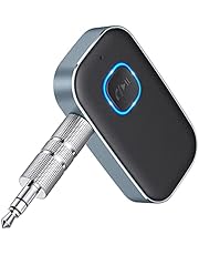 Comsoon [2021 Upgraded] Bluetooth AUX Adapter for Car, Noise Cancelling Bluetooth 5.0 Music Receiver for Home Stereo/Wired Headphones/Hands-Free Calls, 16H Battery Life, Dual Connect-Black+Gray