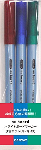 CANSAY nu board White board marker 3 color set (red Â· blue Â· green) BSLC 0 RCG 03