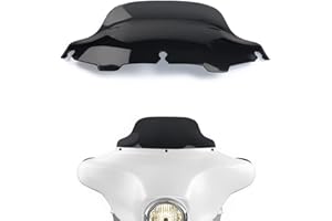 WYNMOTO Black 8" Wave Windshield Windscreen Compatible for 1996-2013 Harley Davidson Street Glide Electra Glide Ultra Classic Touring FLHT FLHTC FLHX Tri Glide 96-13