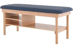 Carenovo Medical Examination Table with Wooden Base, Navy Blue Padded Surface (Blue)