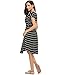 Halife Women's Summer Casual Stripe Elastic Waist Loose Beach Midi Dress