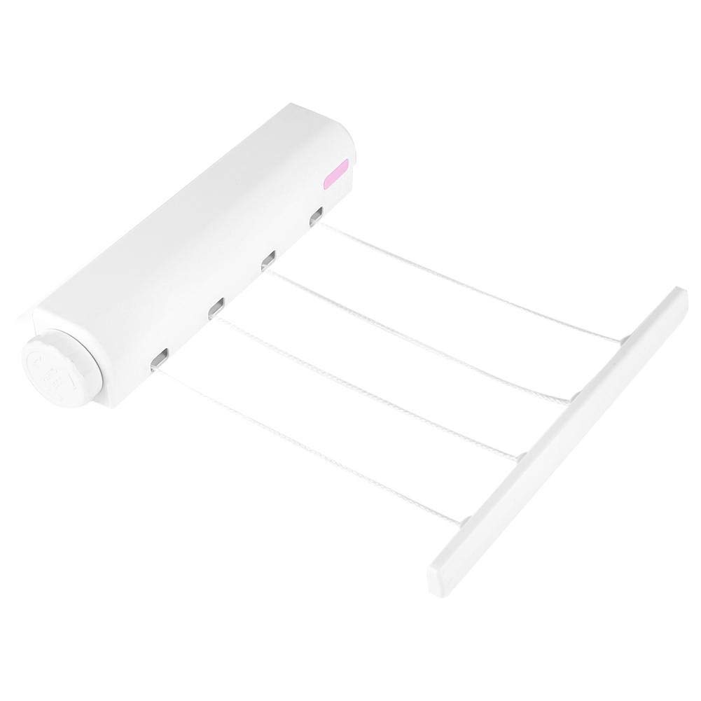 Fictory Wall Mounted Retractable Clothes Airer - 3.2m 4 Line Indoor Laundry Line, White