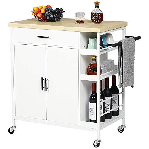 Hasuit Kitchen Island Cart with Storage, Rolling Kitchen Island with