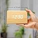 OCT17 Wooden Wood Clock, New Version LED Alarm Digital Desk Clock Adjustable Brightness, Alarm Time, Displays Time Date Temperature - Bamboo